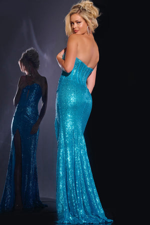Jovani Style 42514 prom dress images.  Jovani 42514 colors are: Turquoise, Black, Orange, White Ab.