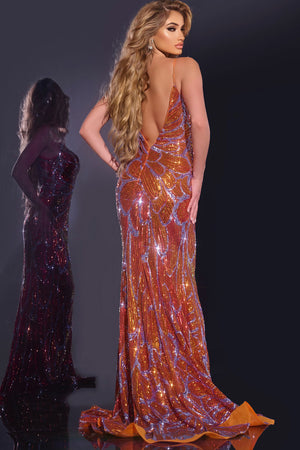 Jovani Style 42600 prom dress images.  Jovani 42600 colors are: Orange Lilac, Royal, Black Gold.