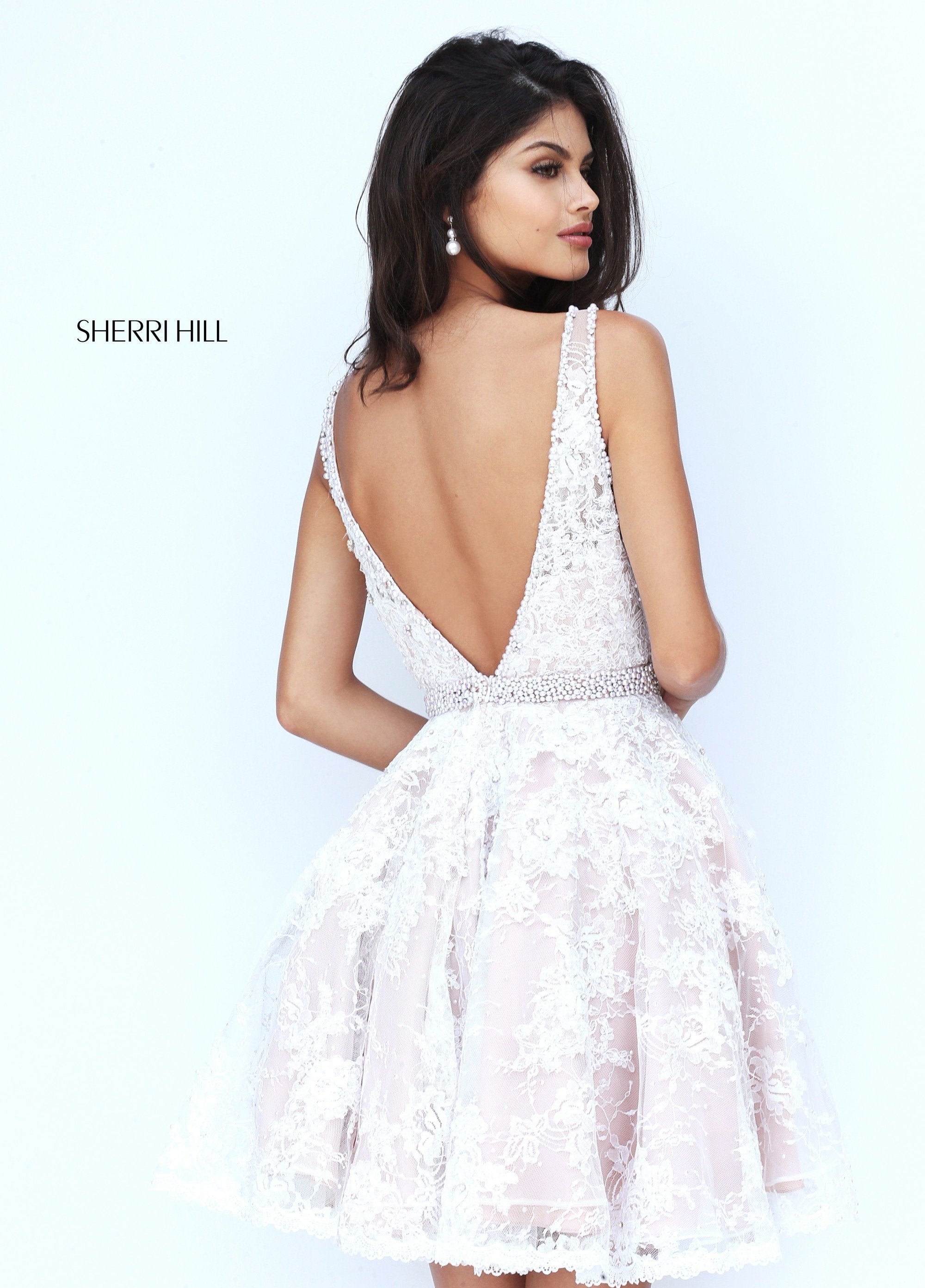 Sherri Hill 50656 dress images in these colors: Ivory Nude.