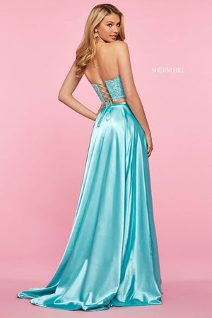 Sherri Hill 53268 dress images in these colors: Black, Lilac, Red, Yellow, Ivory, Coral, Light Blue, Aqua, Wine, Navy, Mocha, Rose.