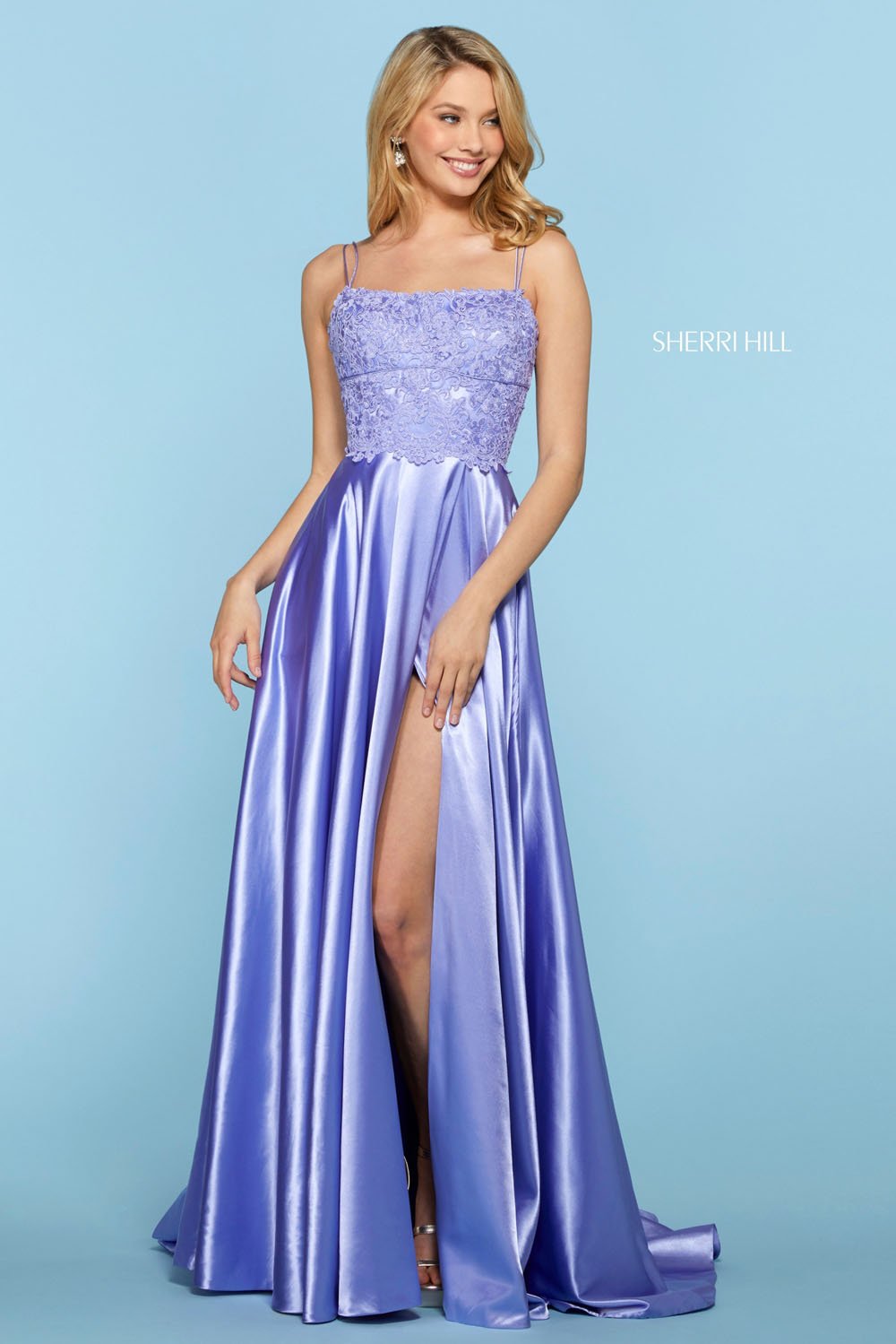 Sherri Hill 53300 dress images in these colors: Lilac, Coral, Rose, Red, Peacock, Ivory, Aqua, Vintage Coral, Yellow, Light Blue, Black, Navy.