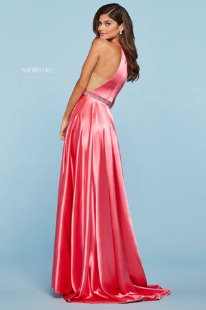 Sherri Hill 53302 dress images in these colors: Coral, Rose, Lilac, Turquoise, Emerald, Vintage Coral, Red, Royal, Teal, Orange, Mocha, Navy, Aqua, Black, Wine.