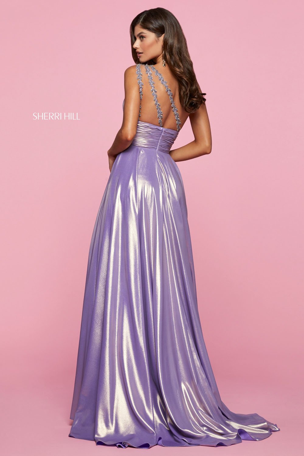Sherri Hill 53303 dress images in these colors: Lilac Gold, Coral Gold.