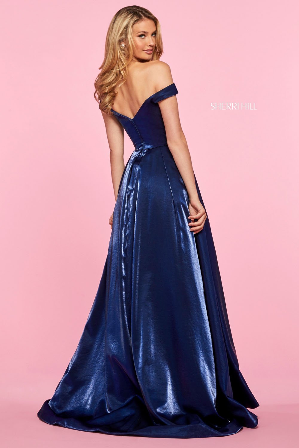 Sherri Hill 53309 dress images in these colors: Red, Aqua, Hot Pink, Purple, Coral, Teal, Navy.