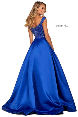 Sherri Hill 53317 dress images in these colors: Royal, Teal, Red, Emerald, Black, Ivory, Candy Pink, Aqua.