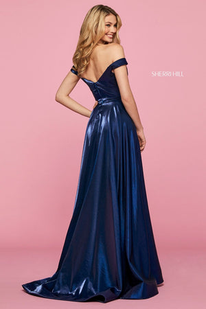 Sherri Hill 53324 dress images in these colors: Bright Pink, Black, Navy, Dark Rose, Purple, Teal, Wine, Red.