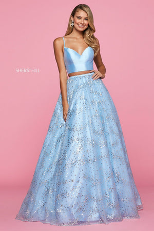 Sherri Hill 53326 dress images in these colors: Navy, Ivory, Light Blue.