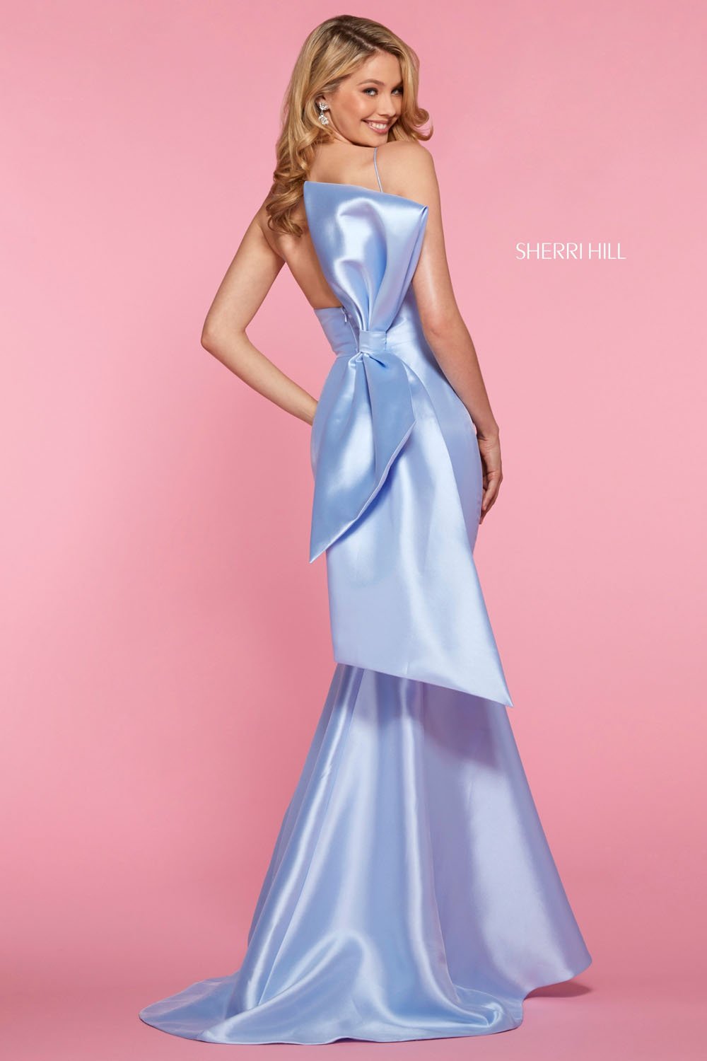 Sherri Hill 53336 dress images in these colors: Ivory, Light Blue, Black, Candy Pink, Red, Yellow.