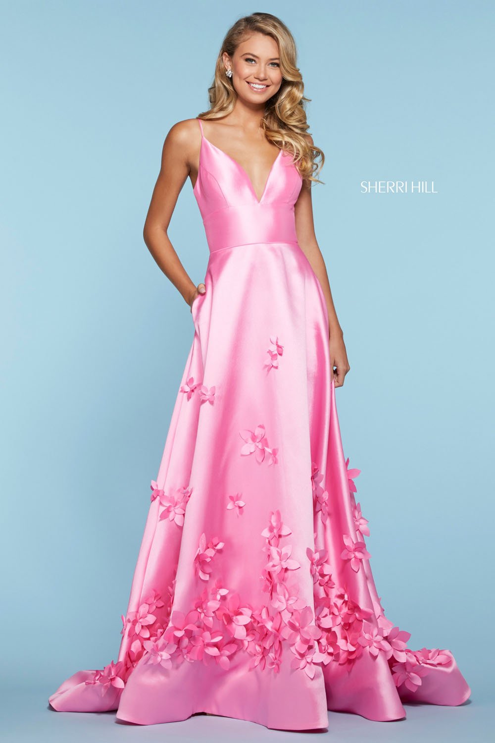 Sherri Hill 53337 dress images in these colors: Lilac, Light Blue, Candy Pink, Yellow, Ivory, Red.