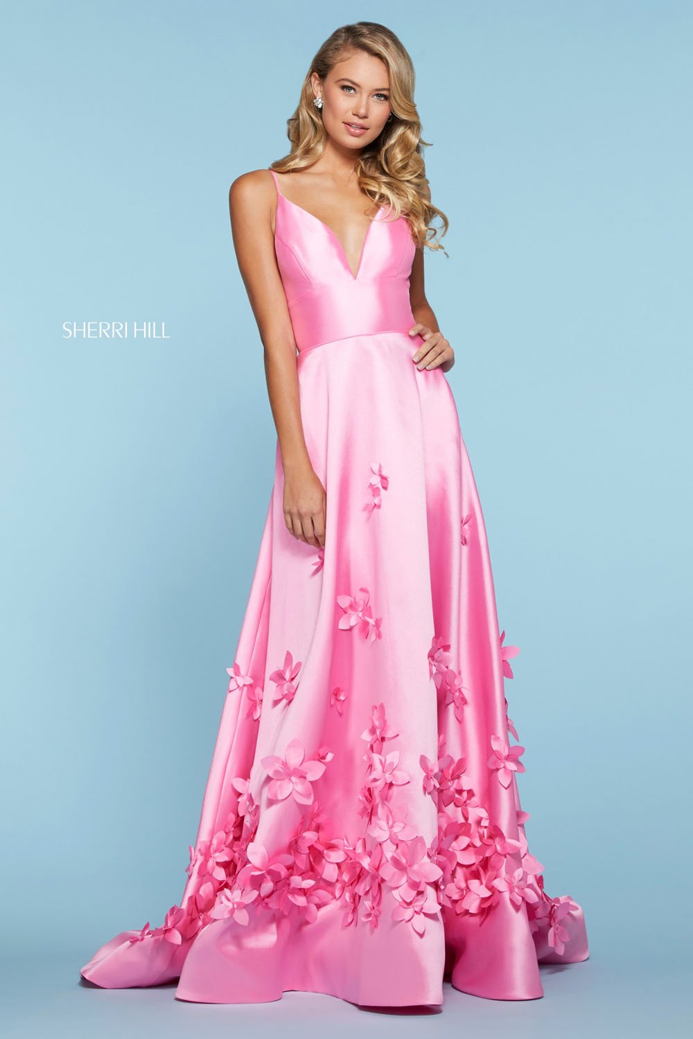 Sherri Hill 53337 dress images in these colors: Lilac, Light Blue, Candy Pink, Yellow, Ivory, Red.