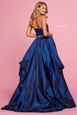 Sherri Hill 53339 dress images in these colors: Ivory, Red, Navy, Black, Yellow.
