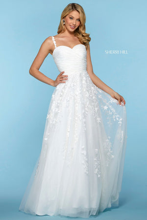 Sherri Hill 53344 dress images in these colors: Blush, Ivory, Light Blue, Yellow, Red, Black.