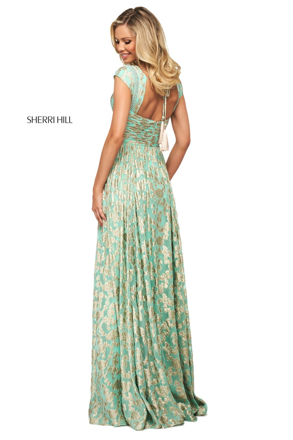Sherri Hill 53348 dress images in these colors: Aqua Gold, Ivory Gold, Blush Gold.