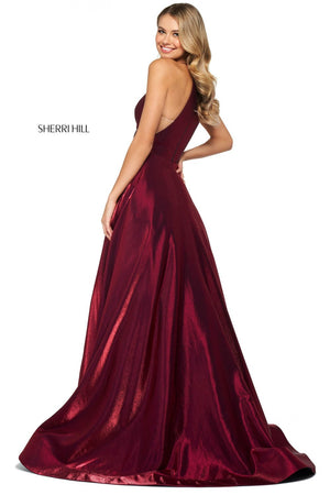 Sherri Hill 53350 dress images in these colors: Yellow, Wine, Royal, Plum, Black, Teal, Fuchsia, Rose.