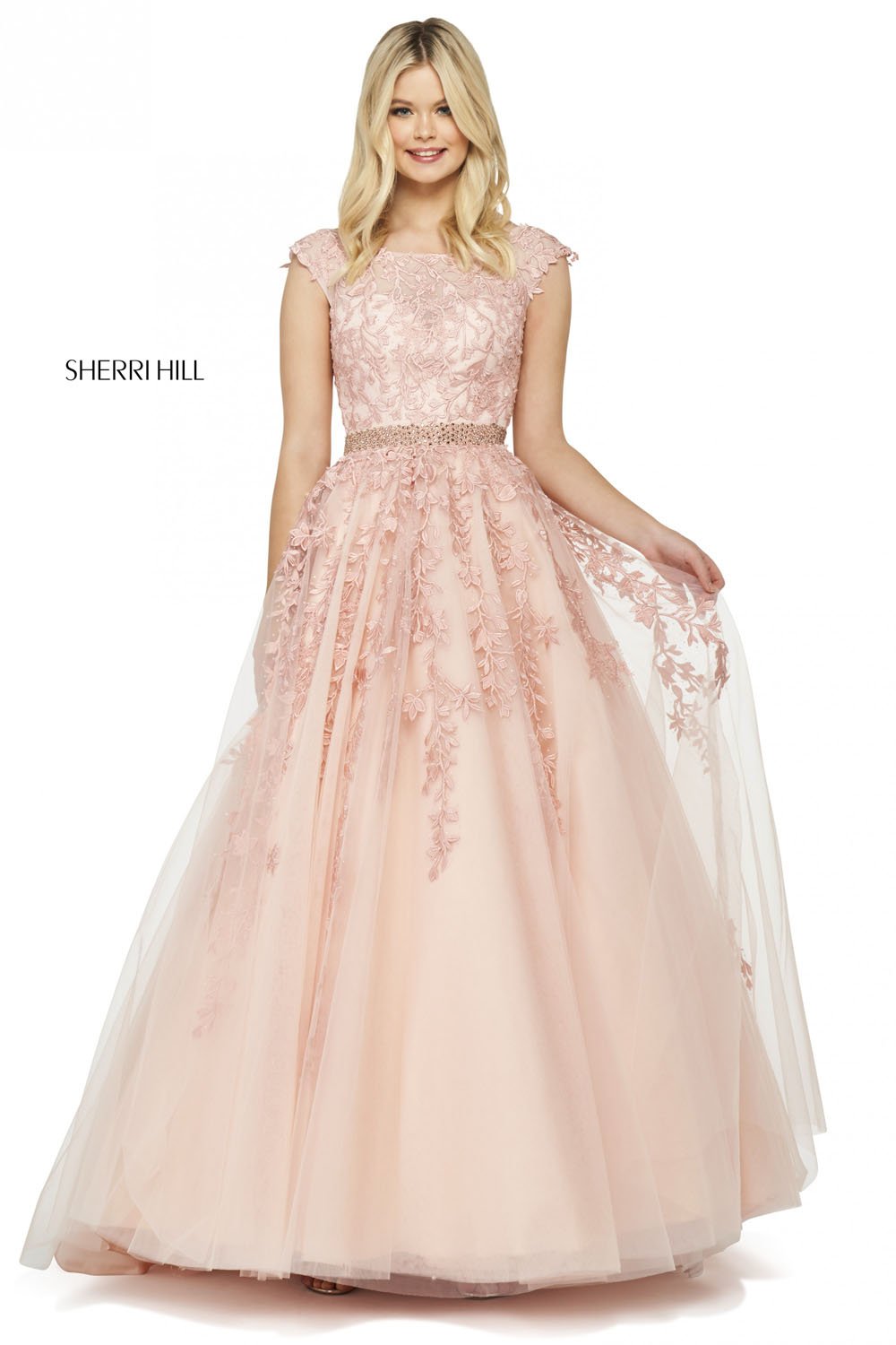 Sherri Hill 53356 dress images in these colors: Gold, Ivory Nude, Bright Pink, Light Blue, Blush, Yellow, Coral, Lilac, Navy, Red.