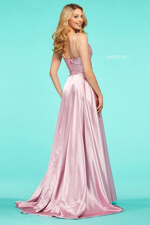 Sherri Hill 53368 dress images in these colors: Gunmetal, Emerald, Rose, Navy, Ivory, Royal, Mocha, Yellow, Lilac, Gold, Light Blue, Ruby, Red, Fuchsia, Black.