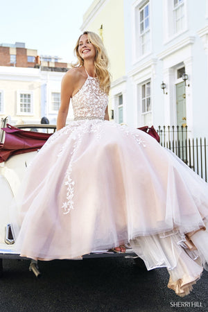 Sherri Hill 53371 dress images in these colors: Lilac, Bright Pink, Red, Light Blue, Blush, Yellow, Ivory Nude, Navy, Coral.