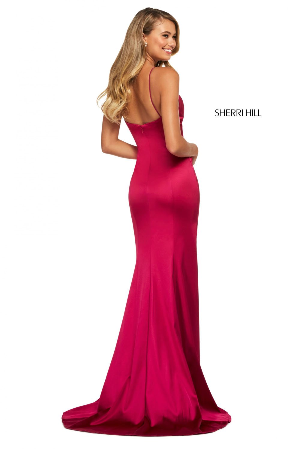 Sherri Hill 53389 dress images in these colors: Emerald, Blush, Ruby, Red, Black, Navy, Berry, Teal, Royal, Rose.