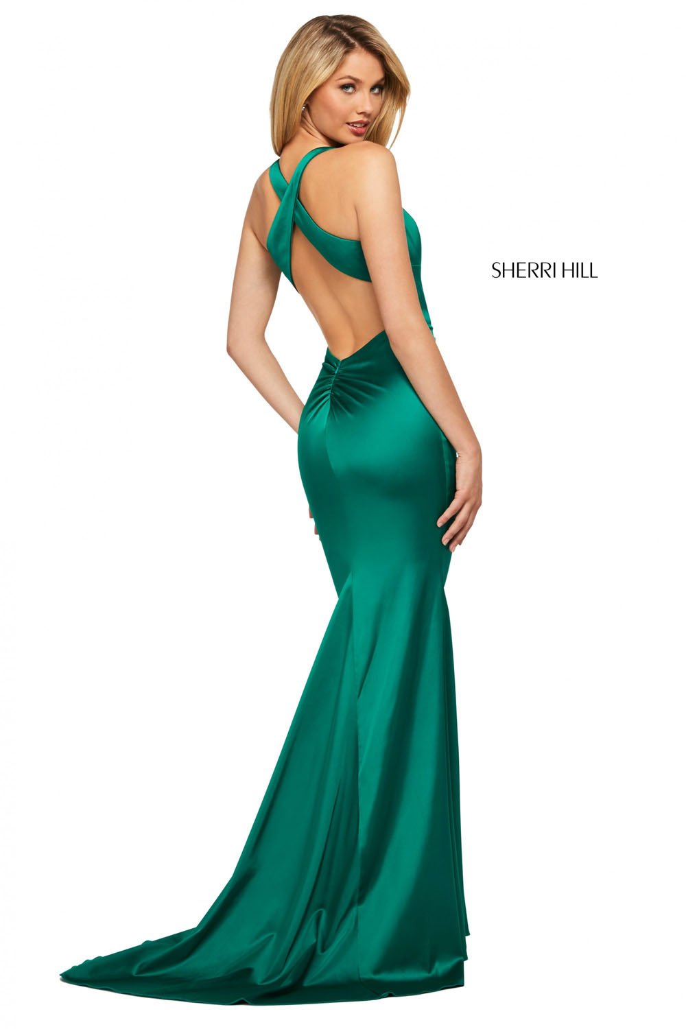 Sherri Hill 53392 dress images in these colors: Blush, Emerald, Rose, Ruby, Black, Berry, Teal, Royal, Navy, Red.