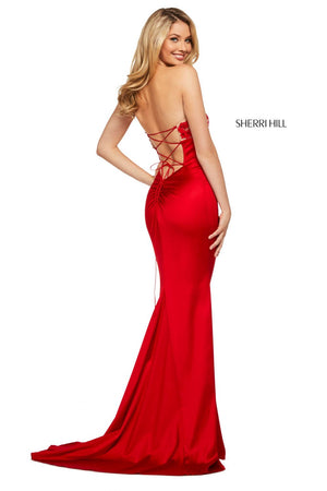 Sherri Hill 53394 dress images in these colors: Black, Rose, Blush, Navy, Ruby, Red, Royal.