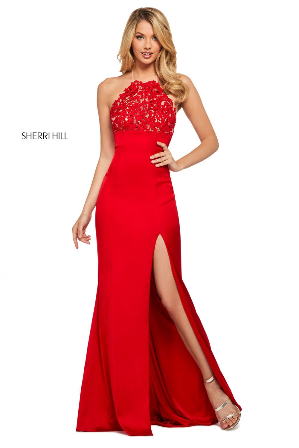 Sherri Hill 53394 dress images in these colors: Black, Rose, Blush, Navy, Ruby, Red, Royal.