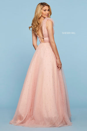 Sherri Hill 53413 dress images in these colors: Ivory, Light Blue, Blush.