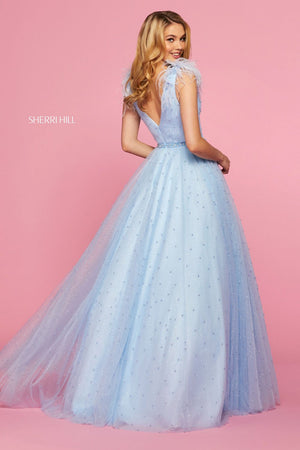 Sherri Hill 53414 dress images in these colors: Ivory, Blush, Light Blue.