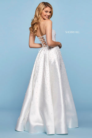Sherri Hill 53421 dress images in these colors: Light Blue, Blush, Yellow, Ivory.