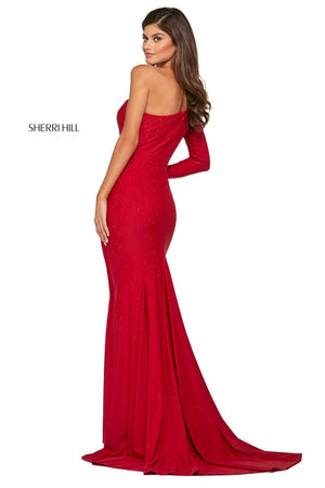Sherri Hill 53428 dress images in these colors: Wine, Navy, Emerald, Nude, Royal, Black, Yellow, Red.