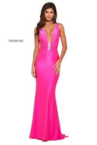 Sherri Hill 53431 dress images in these colors: Navy, Blush, Bright Fuchsia, Black.