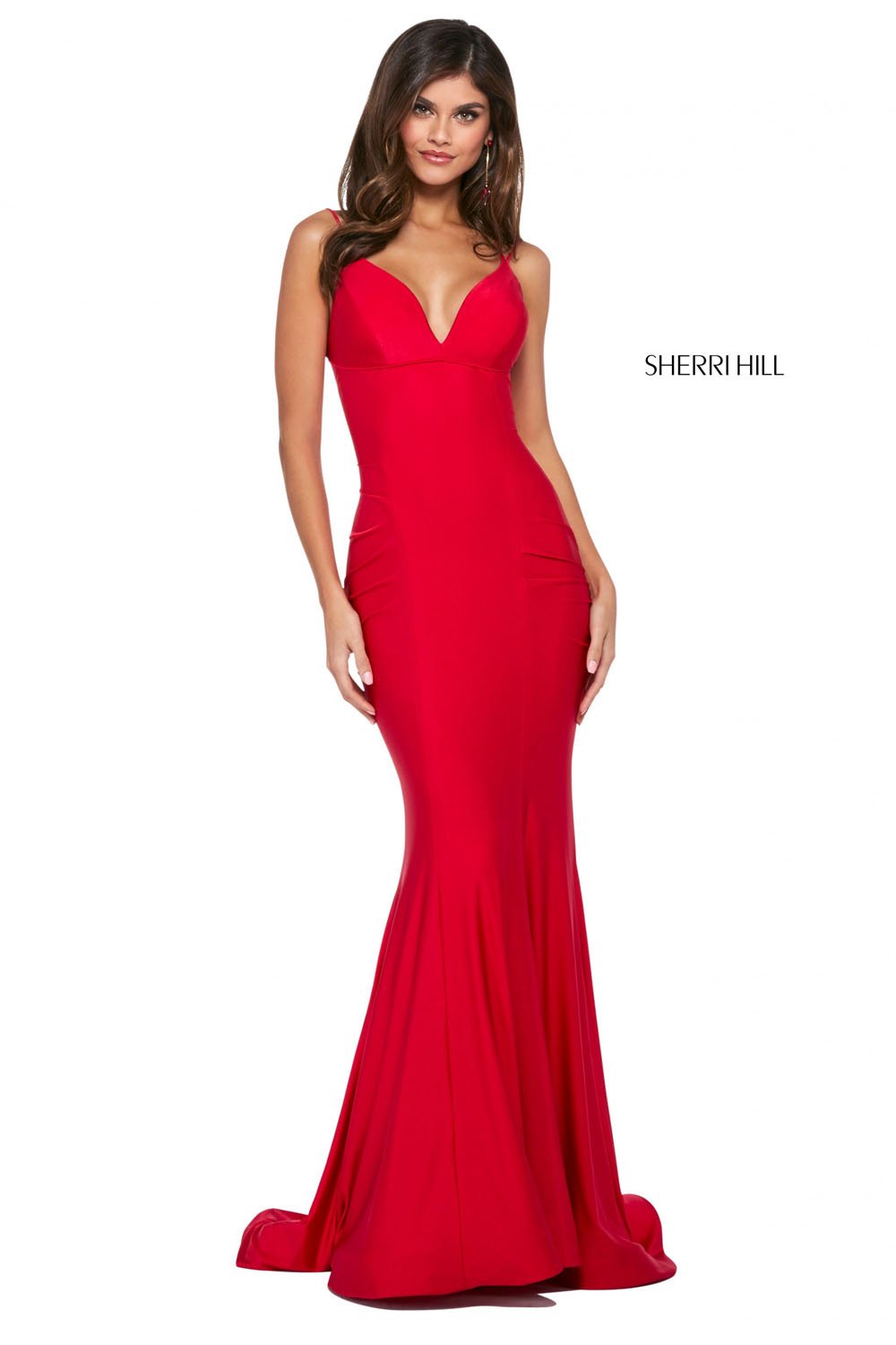 Sherri Hill 53434 dress images in these colors: Fuchsia, Black, Turquoise, Wine, Purple, Royal, Red, Emerald.