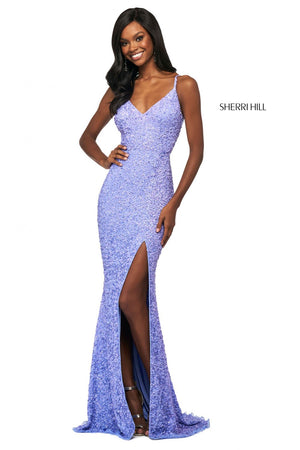 Sherri Hill 53449 dress images in these colors: Rose Gold, Gold, Emerald, Navy, Burgundy, Ivory, Periwinkle, Coral.