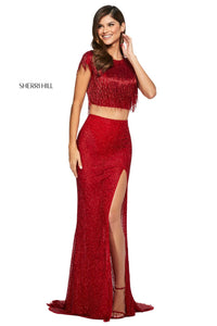 Sherri Hill 53458 dress images in these colors: Red, Black Multi, Black, Nude Multi, Gold.