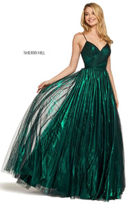 Sherri Hill 53480 dress images in these colors: Mocha, Wine, Emerald.