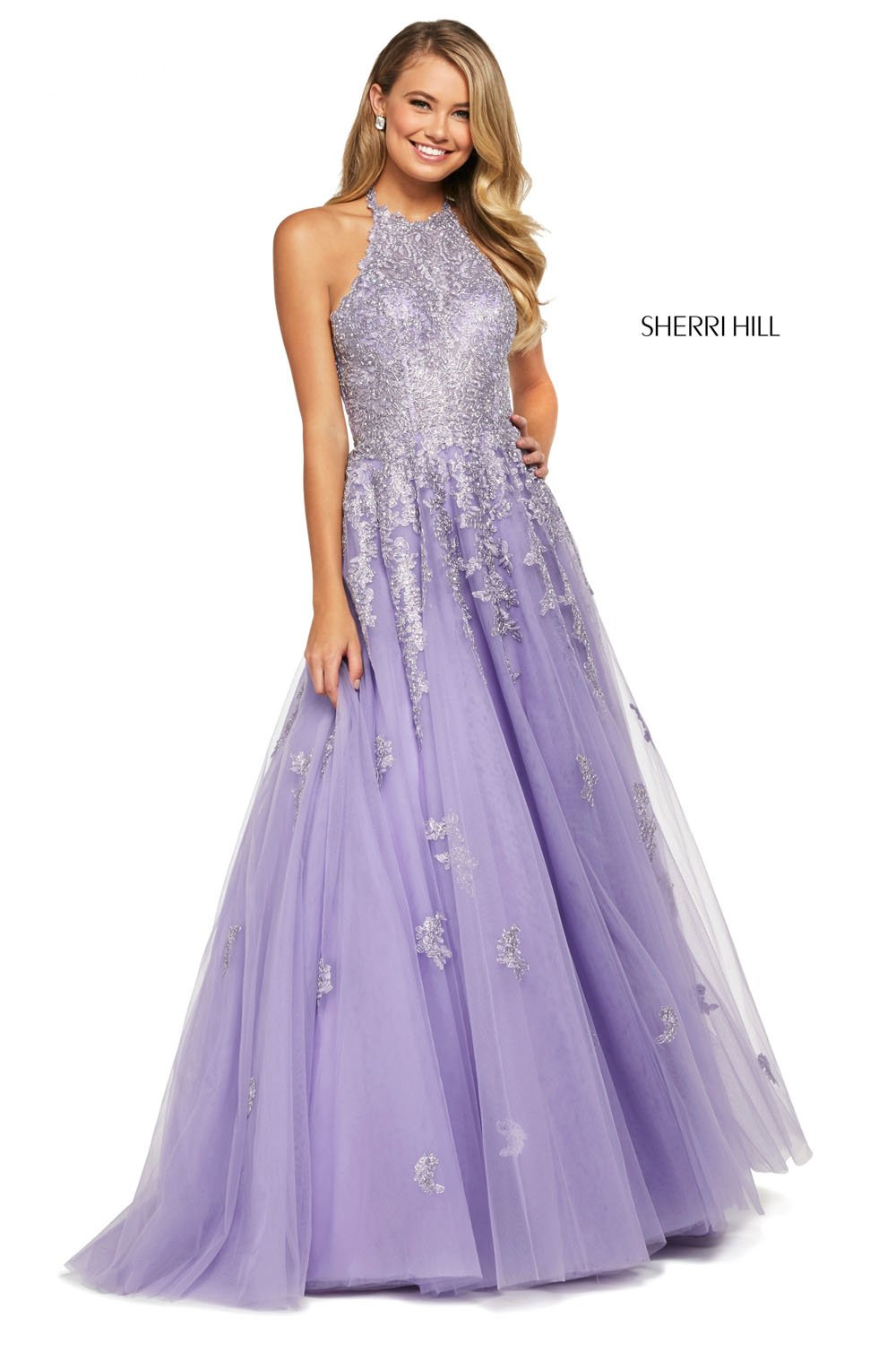 Sherri Hill 53482 dress images in these colors: Navy, Black, Ivory, Blush, Rose Gold, Lilac, Light Blue, Wine.
