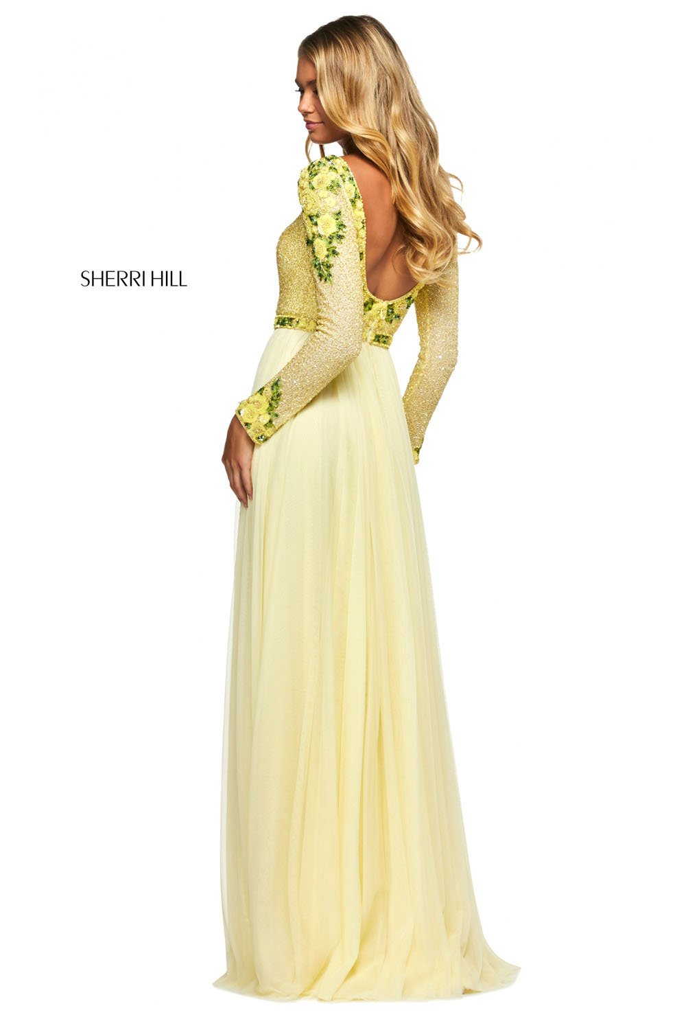 Sherri Hill 53485 dress images in these colors: Yellow Green.
