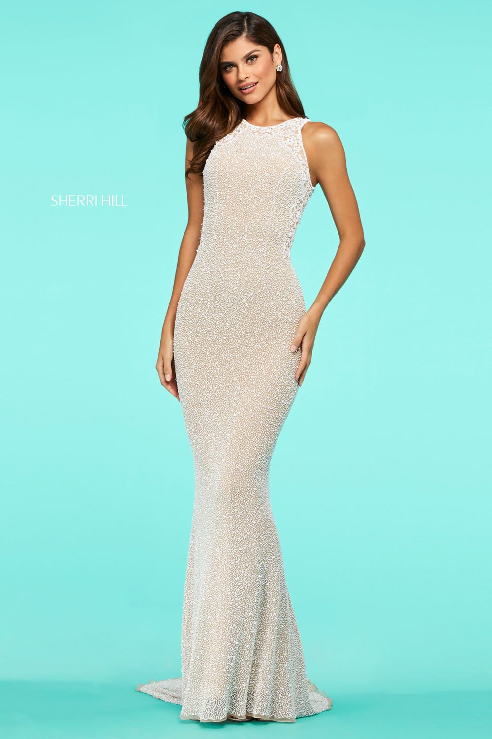 Sherri Hill 53490 dress images in these colors: Nude Ivory, Lilac Nude.