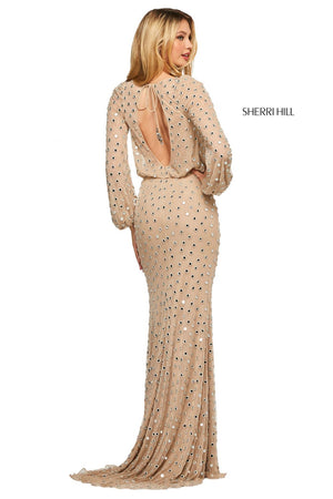 Sherri Hill 53491 dress images in these colors: Nude Silver.