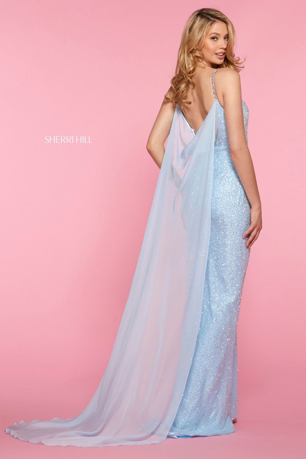 Sherri Hill 53494 dress images in these colors: Lilac Silver, Light Blue Silver, Ivory Silver, Blush Silver, Yellow Silver, Black, Red.