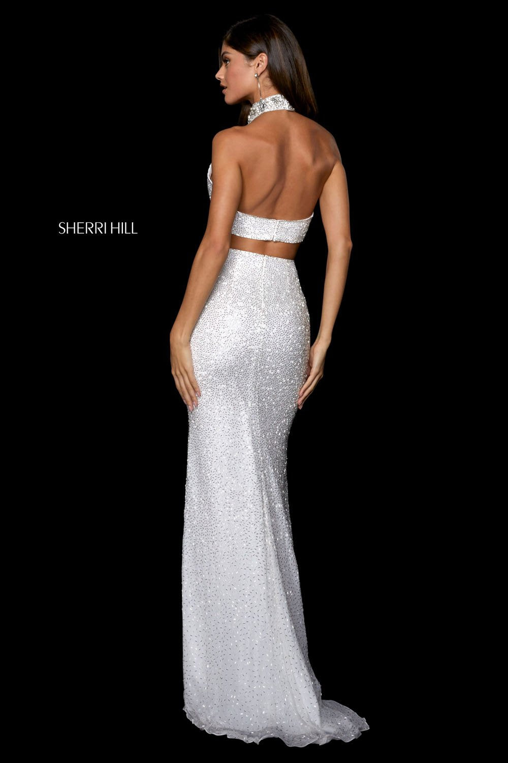 Sherri Hill 53495 dress images in these colors: Light Blue Silver, Yellow Silver, Black, Ivory Silver, Nude Silver.