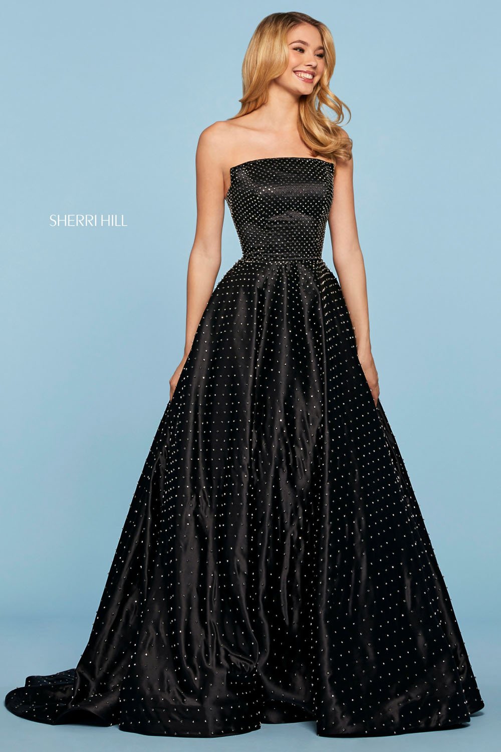 Sherri Hill 53502 dress images in these colors: Black.