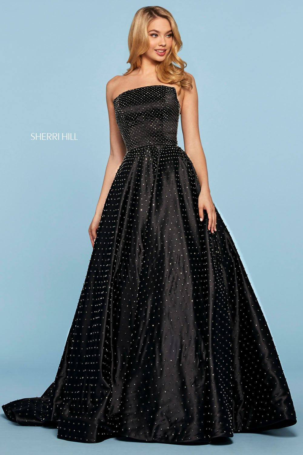 Sherri Hill 53502 dress images in these colors: Black.