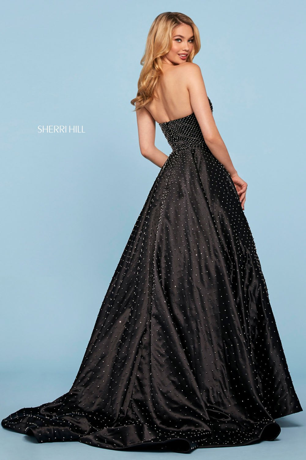 Sherri Hill 53502 dress images in these colors: Black.