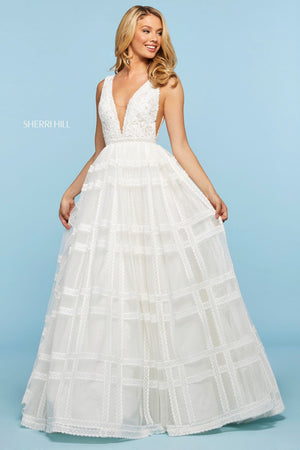 Sherri Hill 53505 dress images in these colors: Ivory, Navy Red, Black.