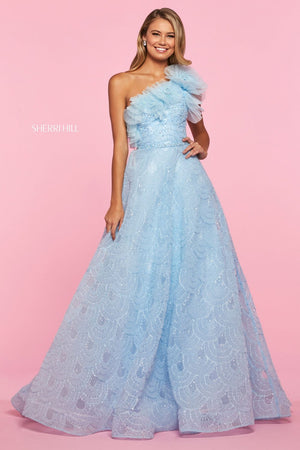 Sherri Hill 53522 dress images in these colors: Light Blue, Black.