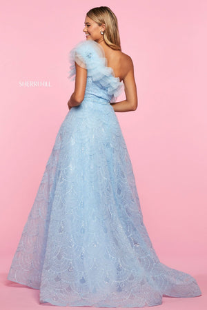 Sherri Hill 53522 dress images in these colors: Light Blue, Black.