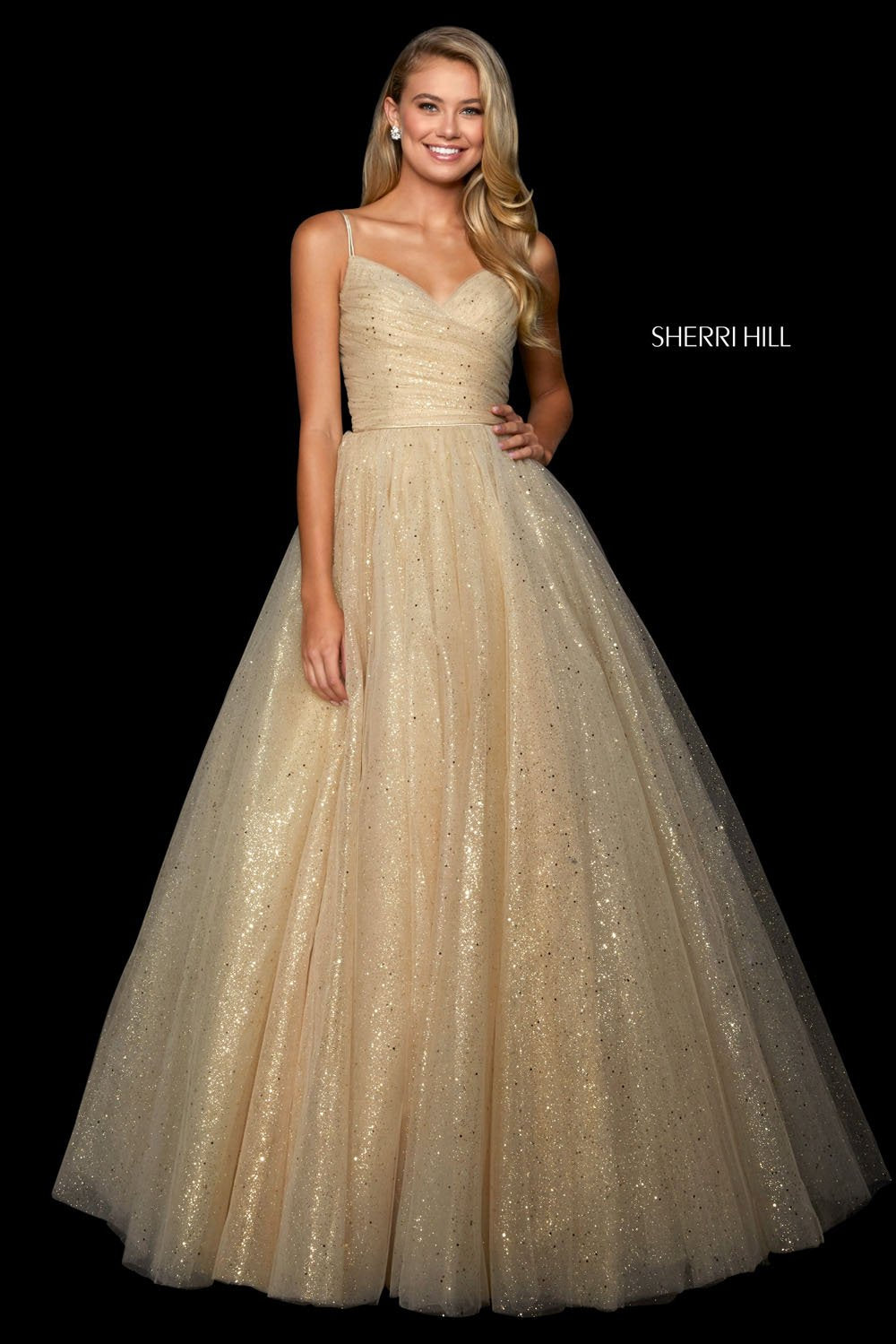 Sherri Hill 53523 dress images in these colors: Gold.