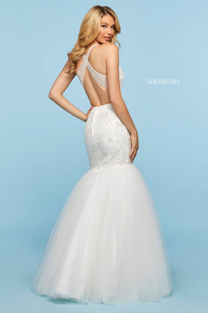 Sherri Hill 53538 dress images in these colors: Ivory, Blush, Black, Light Blue.