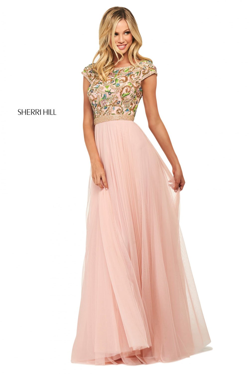 Sherri Hill 53543 dress images in these colors: Blush Multi.