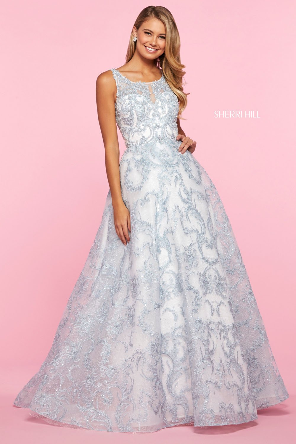 Sherri Hill 53545 dress images in these colors: Ivory Blue.